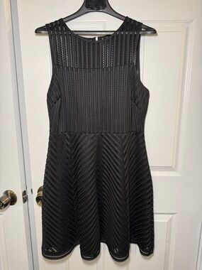 GUESS Black Lace Dress Size 12 Fit & Flare Cocktail Wedding Guest LBD